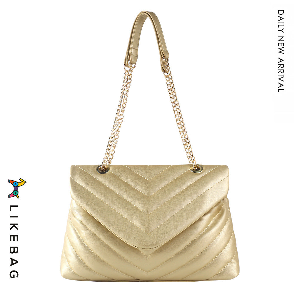 Women's Commuter Soft Metal Chain Embroidered Versatile Crossbody Bags