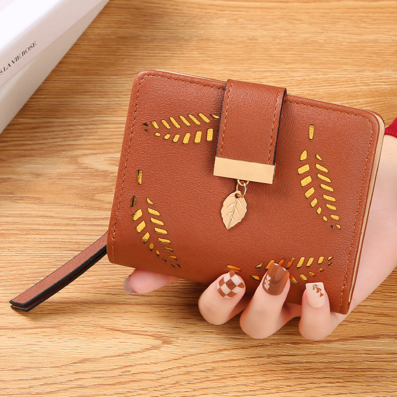Women's Short Leaf Korean Hollowed Fashion Trendy Ladies Wallet
