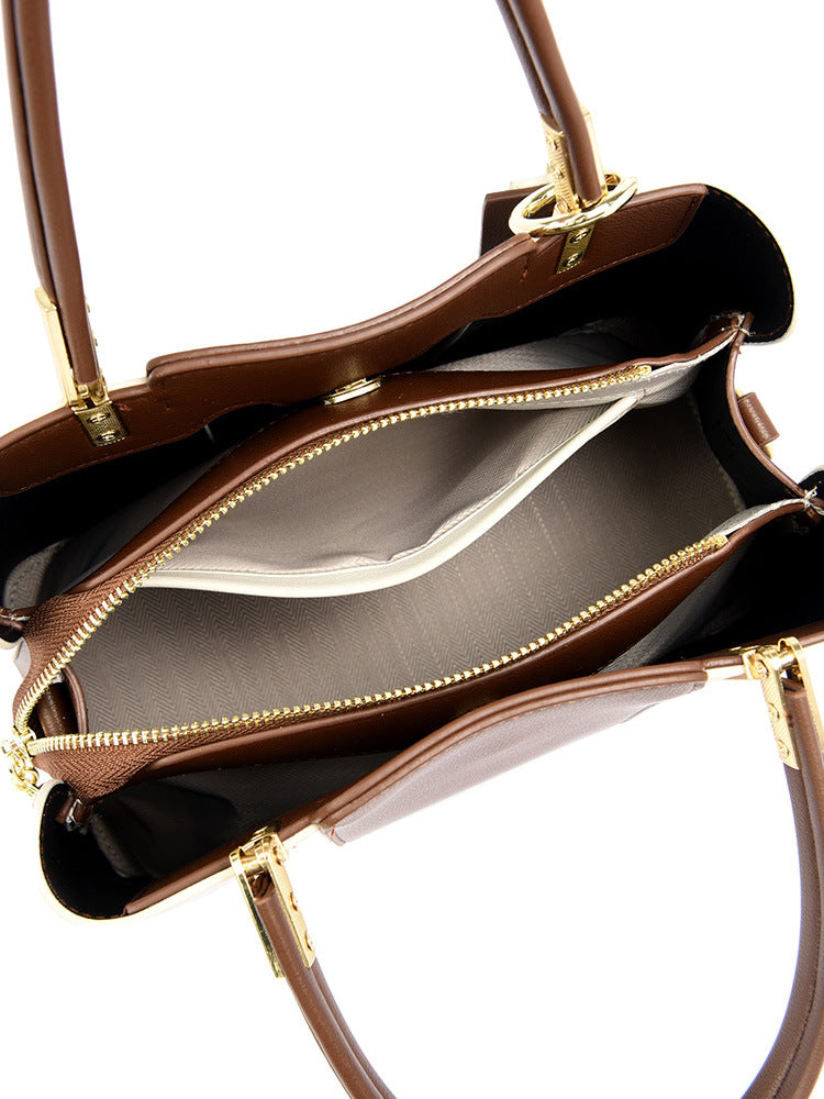 Women's Fashion Stitching Large Capacity Practical Temperament Handbags