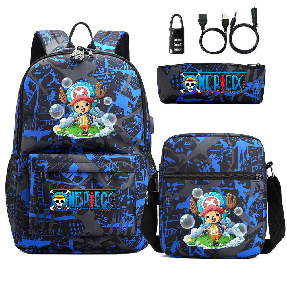 Women's & Men's & Cartoon One Piece Password Pencil Middle School Students' Schoolbags