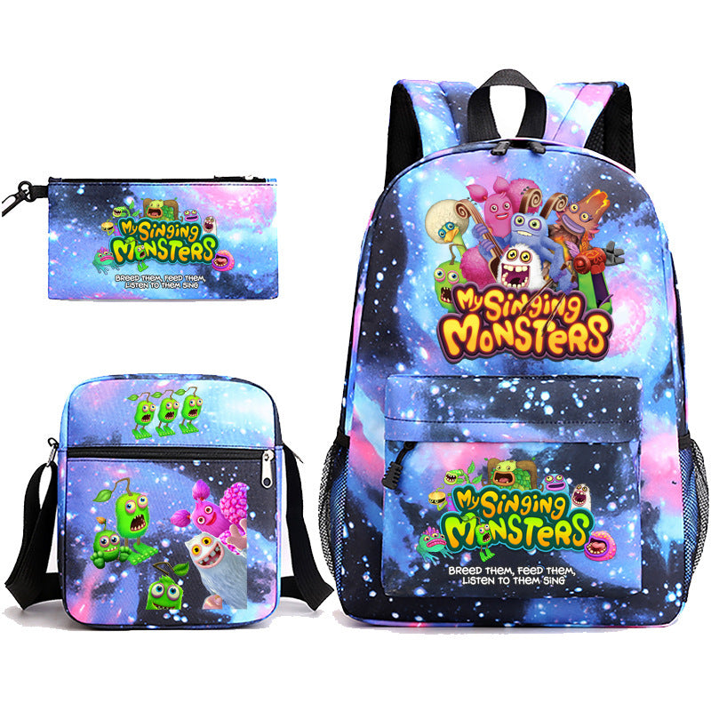 Game Monster Concert Pencil Three-piece Set Backpacks