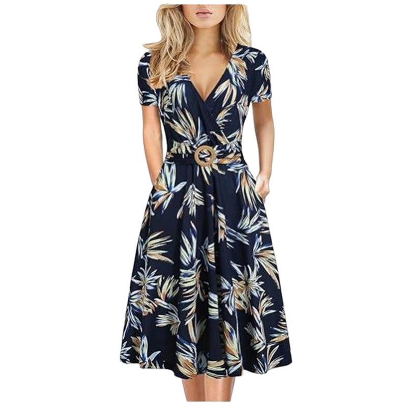 Women's Midi Dress Printed Expansion Beach Dresses