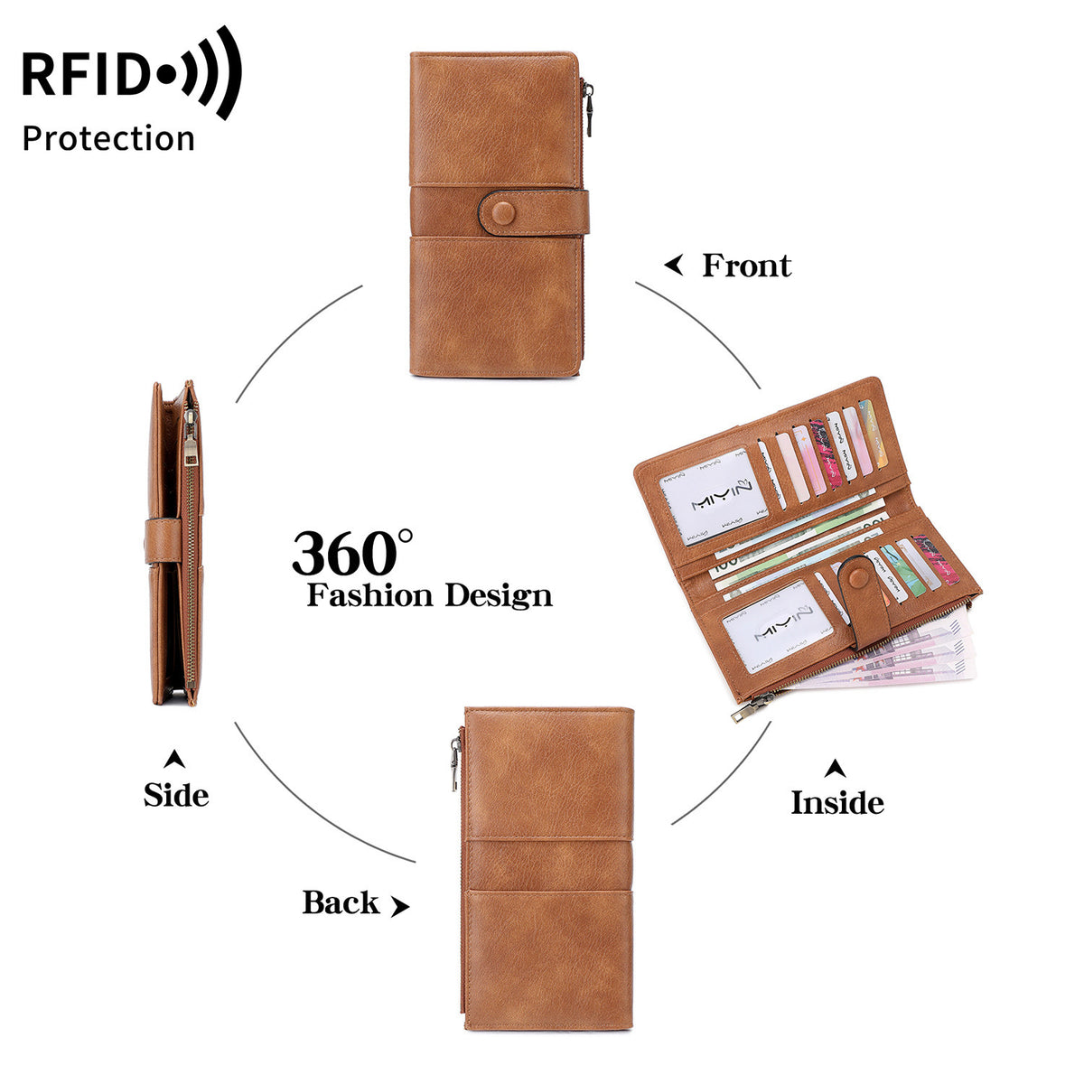 Women's Swiping Retro Large Capacity Long Multiple Slots Fashion Ladies Wallet