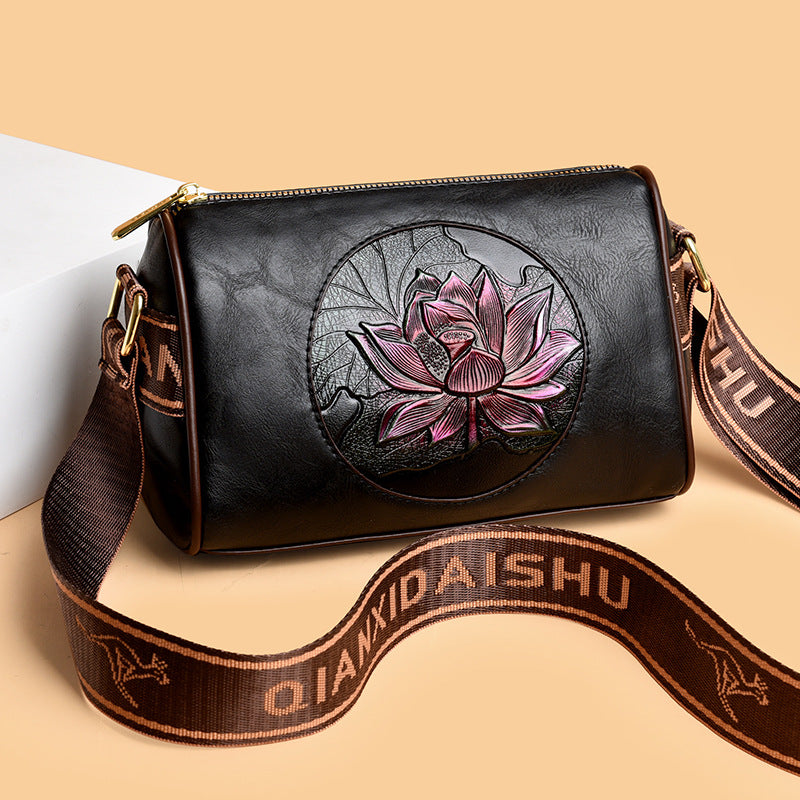 Women's Lotus Printed High-grade Mobile Artistic Chinese Style Women's Shoulder Bag