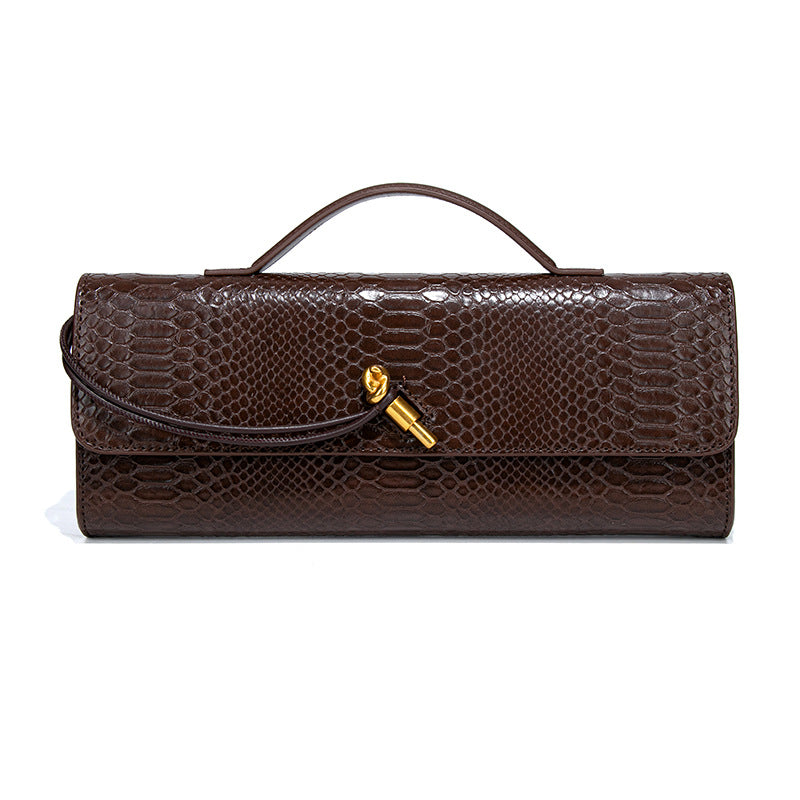 Crocodile Pattern Snake Clutch File Horizontal Crossbody Bags