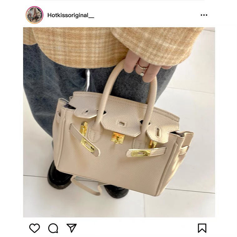 Women's Lychee Pattern Large Capacity Fashionable Kelly Shoulder Bags