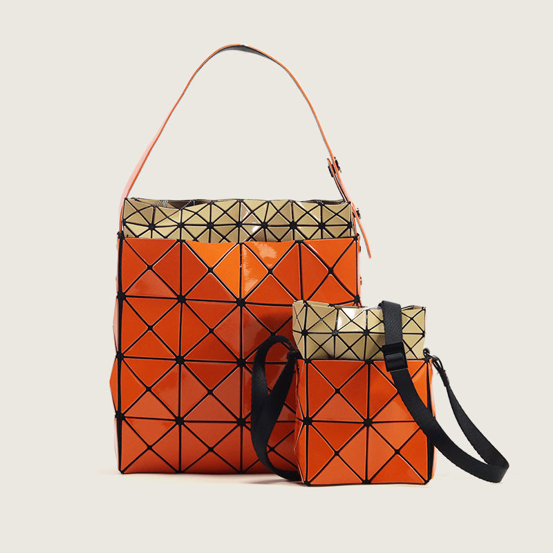 Women's Box Color Matching Bird's Nest Geometric Small Square Bags