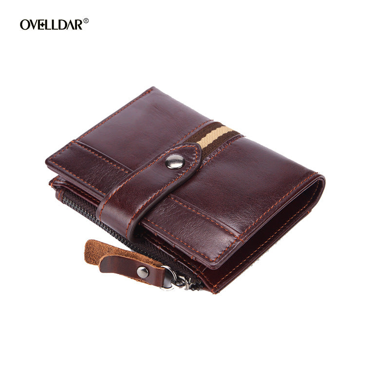 Women's & Men's & Vintage Oil Wax Genuine Leather Short Activity Men's Wallets