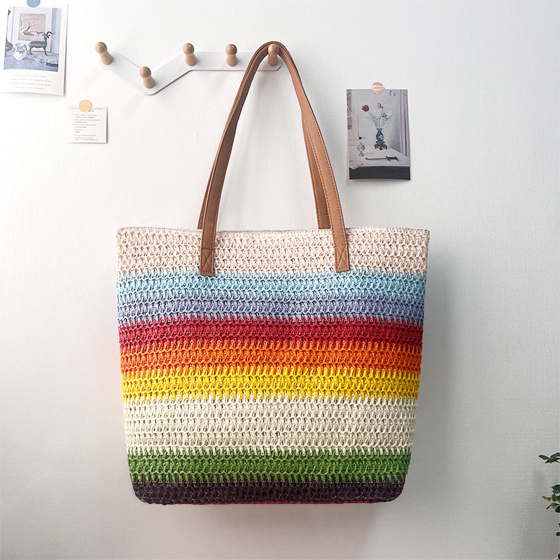 Women's Environmental Protection Raffia Paper Woven Straw Mummy Fashion Beach Shoulder Bags