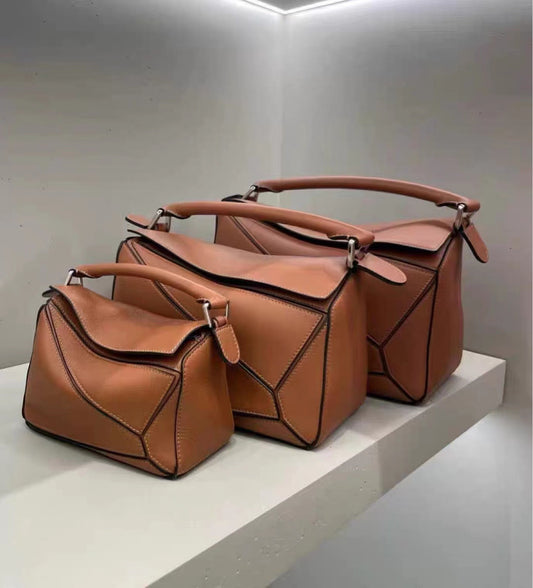 Women's Genuine Leather Portable Stitching Soft Pillow Bags