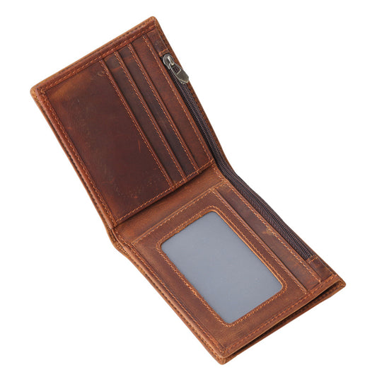 Men's Vintage Genuine Leather Sier Crazy Horse Men's Wallets