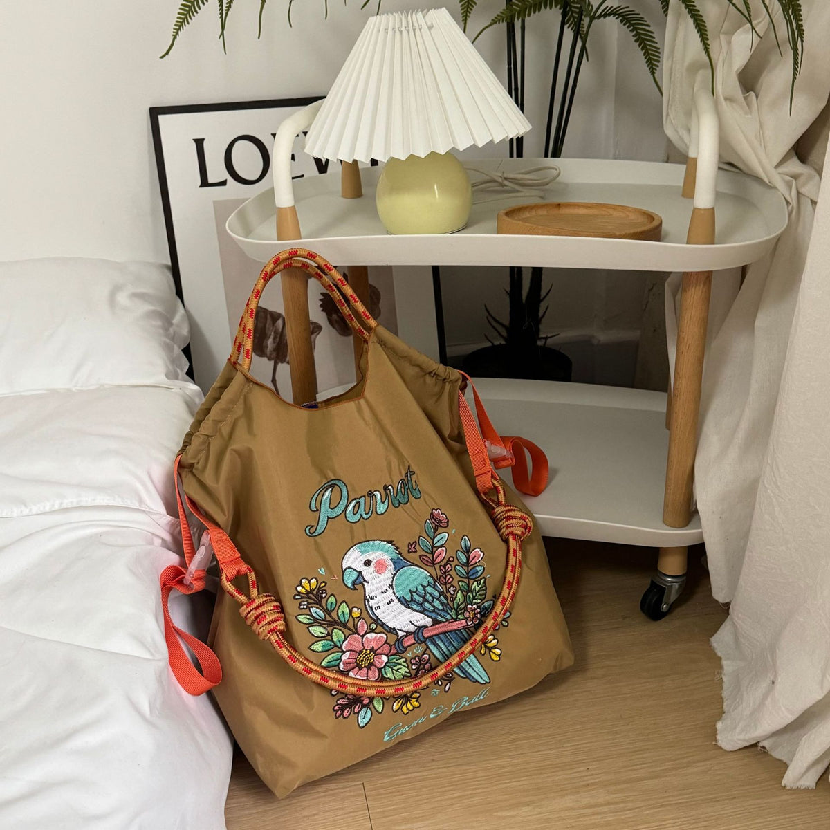 Women's Nylon Embroidered Fashion Niche Large Capacity One Women's Shoulder Bag