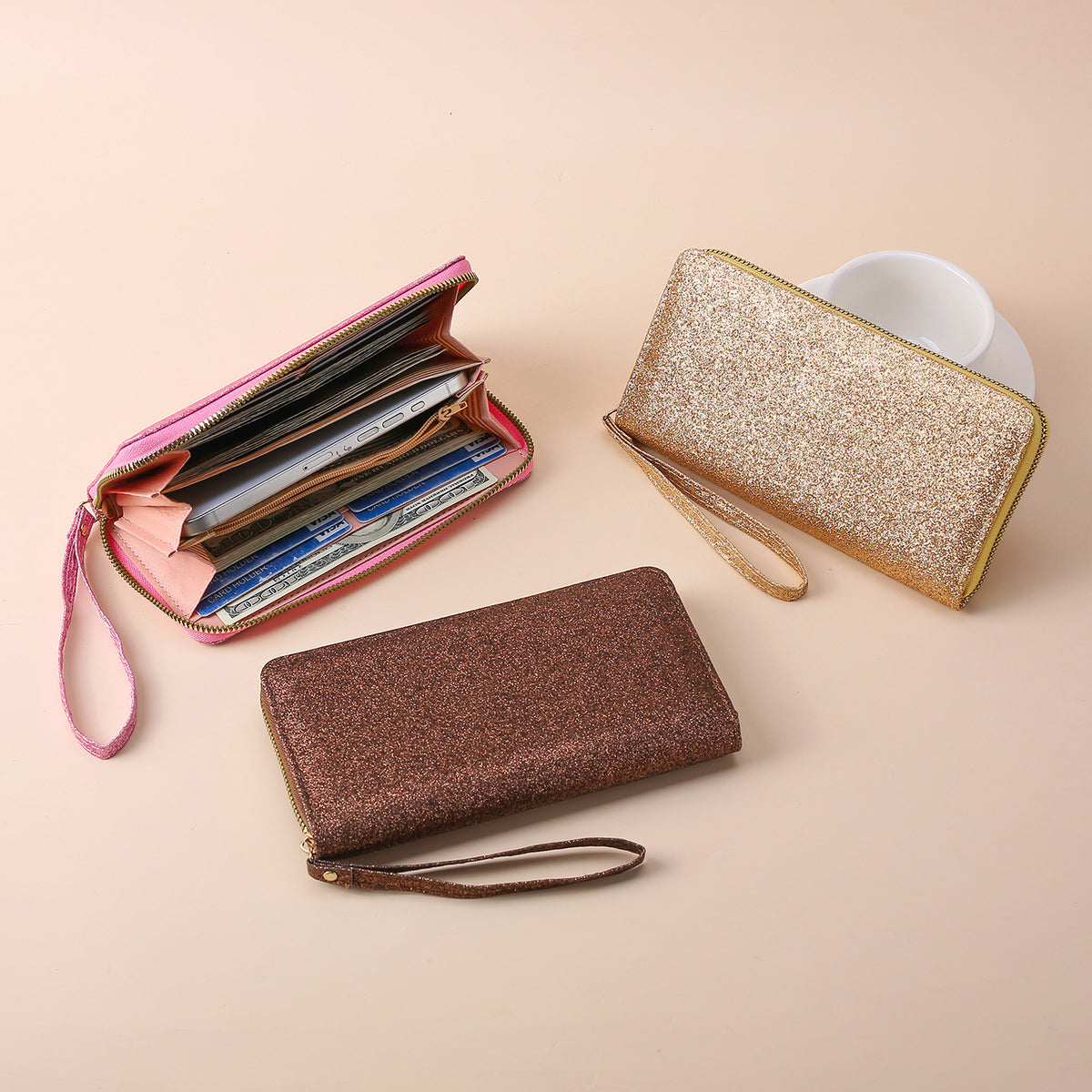 Long Zip Sequins Pearlescent Trendy Multifunctional Ladies Wallet
