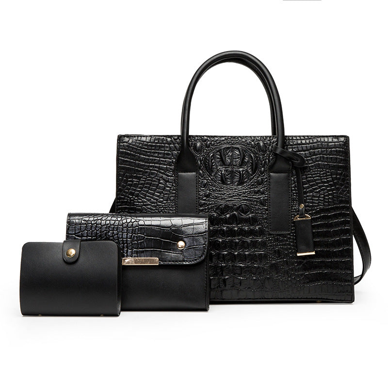 Women's Retro Crocodile Pattern Portable Large Capacity Shoulder Bags