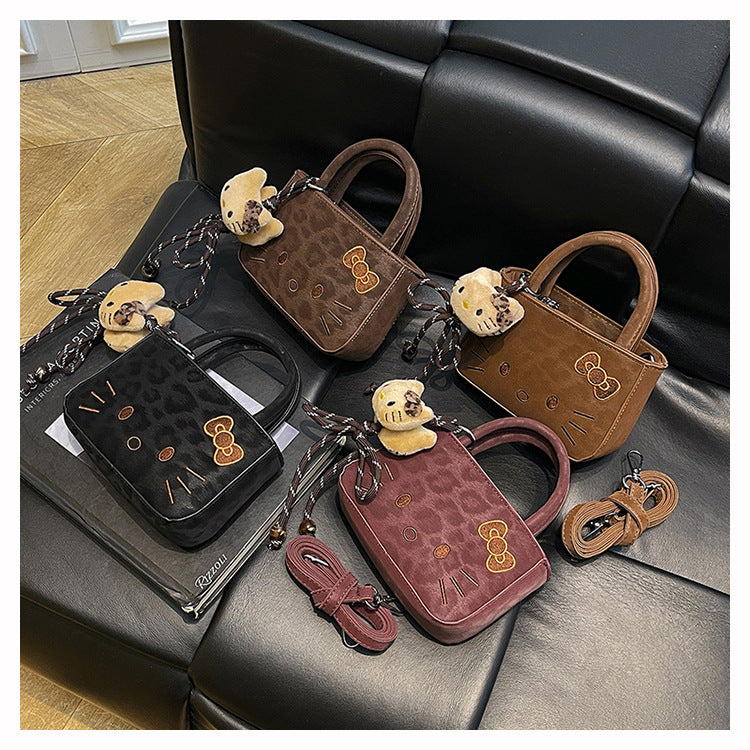 Women's Stylish Cute Cat Bow Embroidered Vintage Handbags