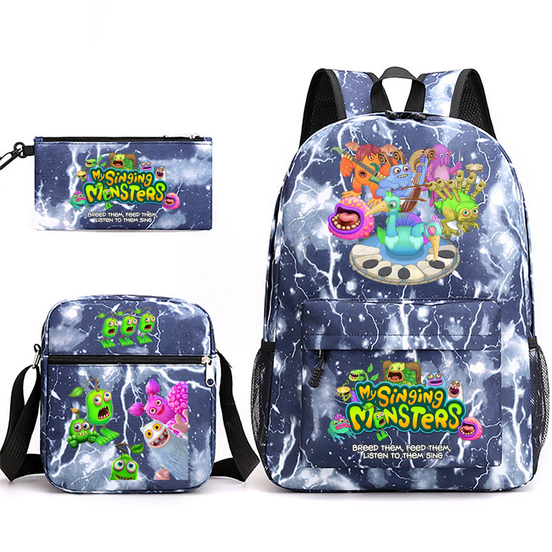 Game Monster Concert Pencil Three-piece Set Backpacks