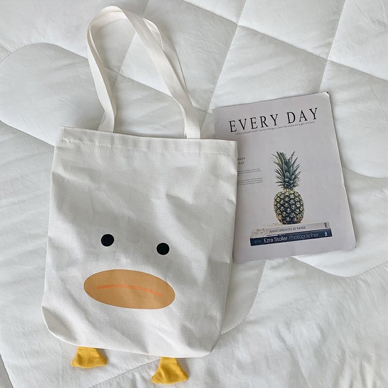 Women's Yellow Duck Canvas Fresh Cute Big Mouth Design Sense Fashion Women's Handbag