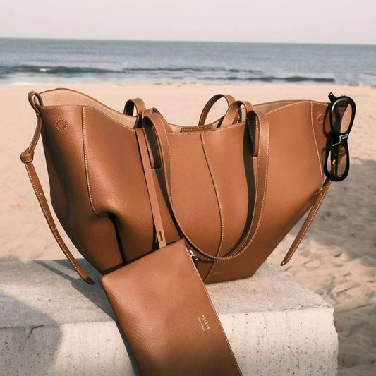 Women's Niche Cowhide Portable Large Capacity Shopping Tote Bags