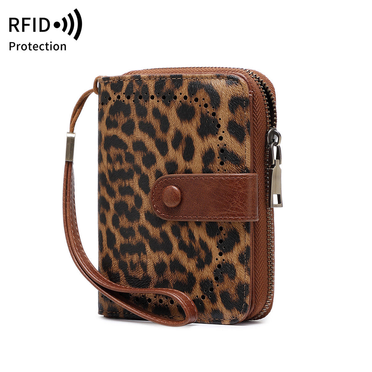 Women's Leopard Print Multifunctional Zipper Vintage Purses