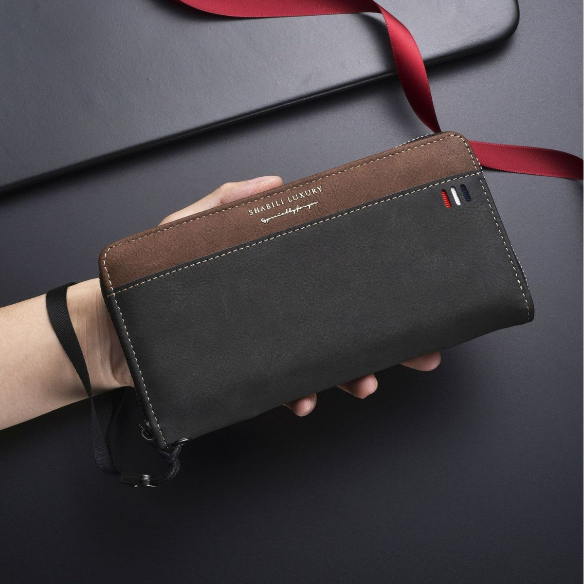 Men's Long Zipper Multiple Slots Large Capacity Mobile Men's Wallet
