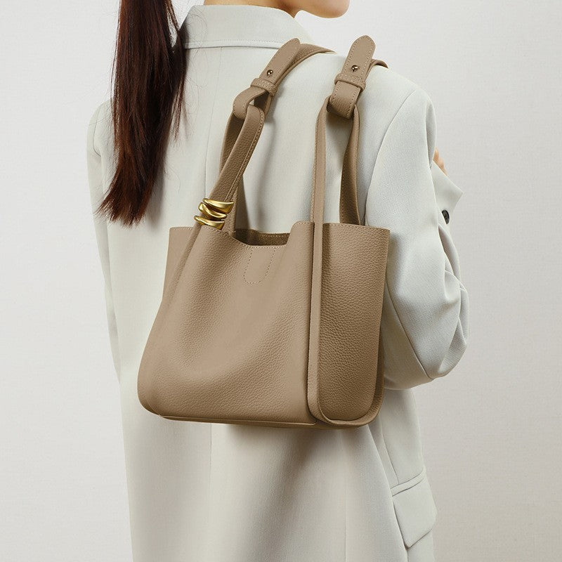 Niche Designer Genuine Leather Portable Vegetable Bags