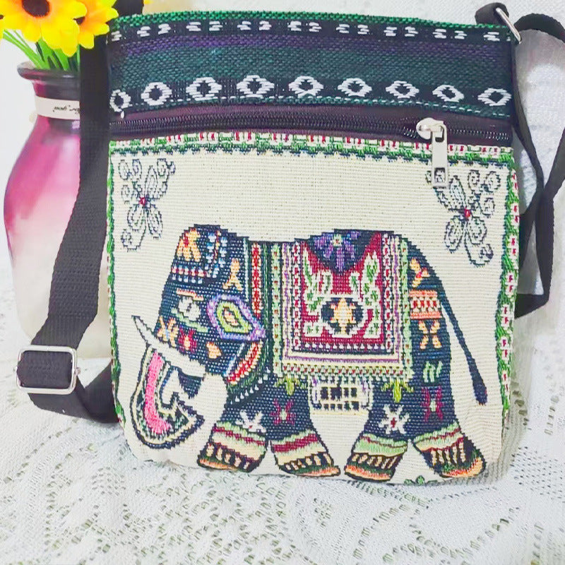 Women's Elephant Owl Shopping Canvas Trendy Women's Messenger Bag