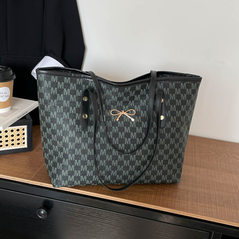 Simple Printed Letters Fashion Large Capacity Bowknot Commuter Women's Shoulder Bag