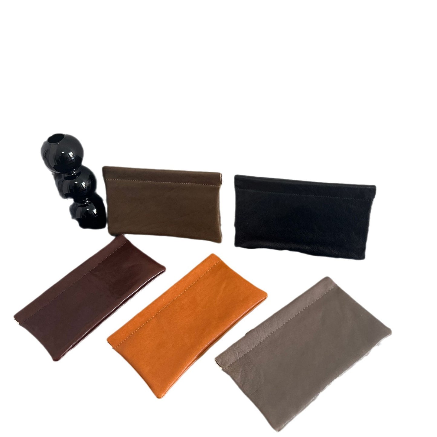 Simple Clutch Top Layer Cowhide Genuine Leather Earphone Ladies Wallets