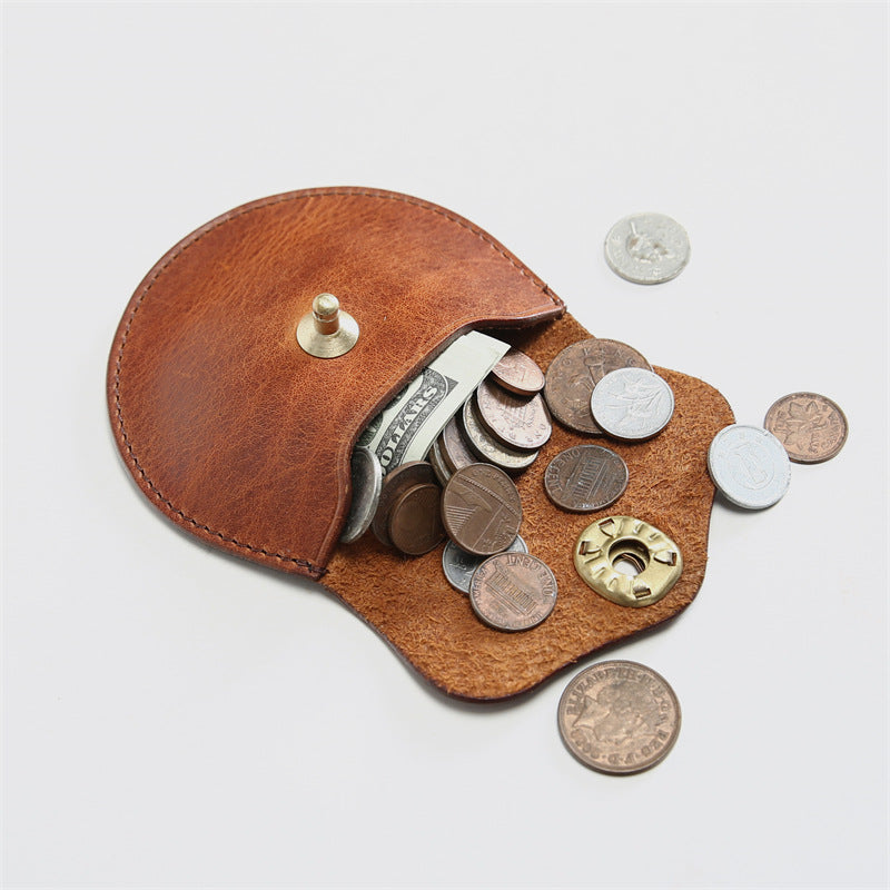 Women's & Men's & Handmade Vegetable Tanned Leather Mini Men's Wallets