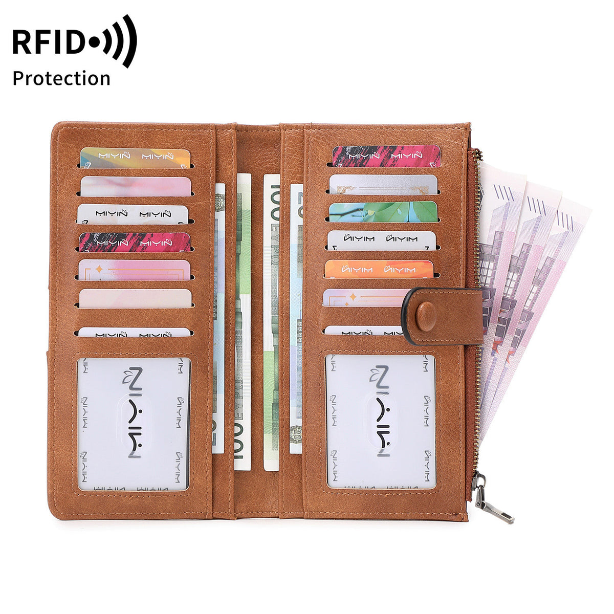 Women's Swiping Retro Large Capacity Long Multiple Slots Fashion Ladies Wallet