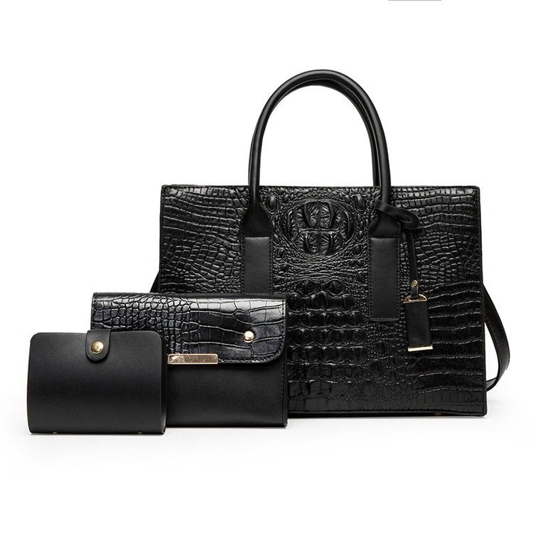 Women's Retro Crocodile Pattern Portable Large Capacity Shoulder Bags