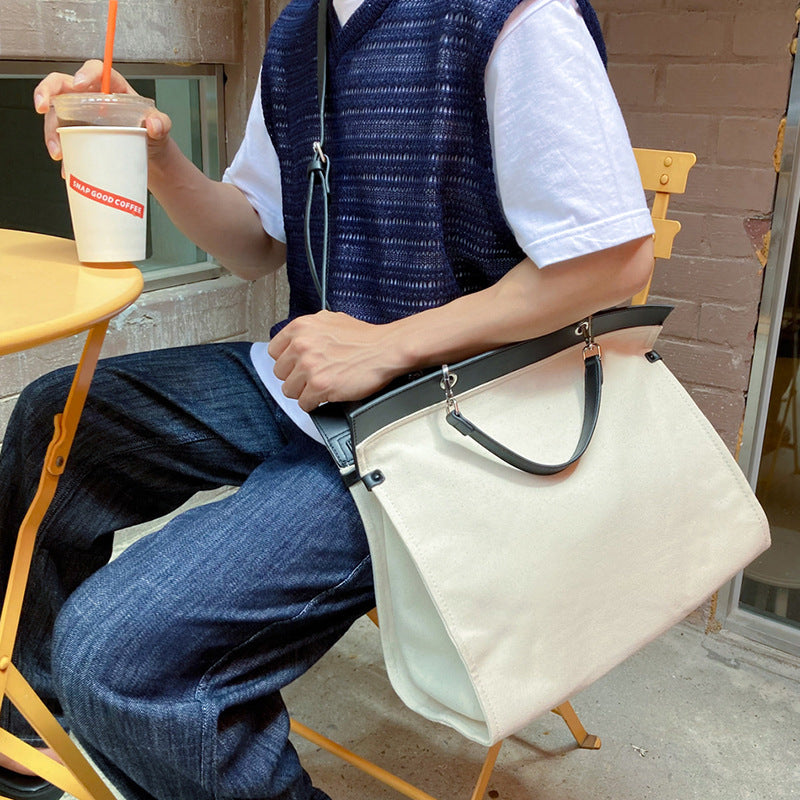 Pretty Men's Versatile Style Boys Canvas Men's Shoulder Bags