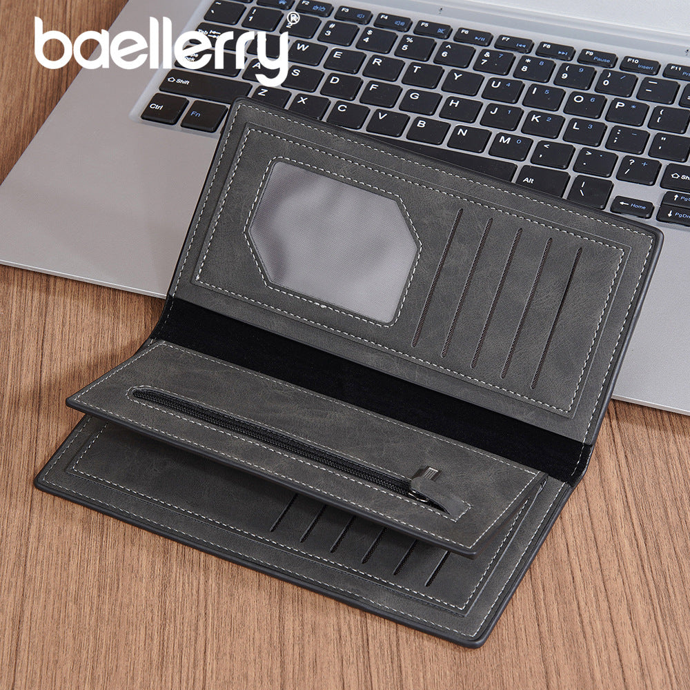 Men's Fashion Long Frosted Open Multiple Slots Large Capacity Men's Wallet