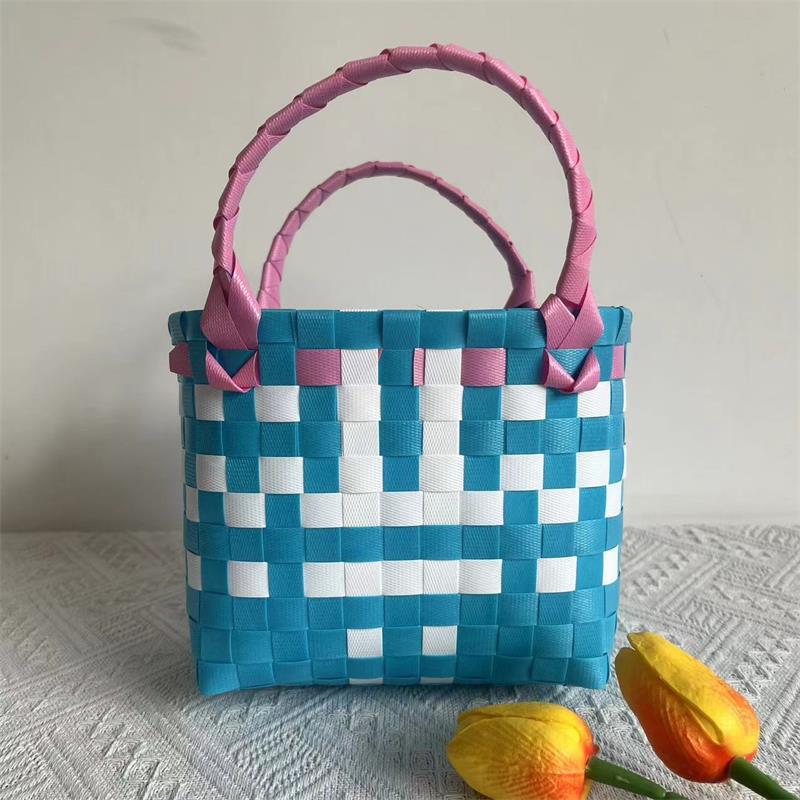 Basket Niche Color Plaid Hand Gift Small Square Bags