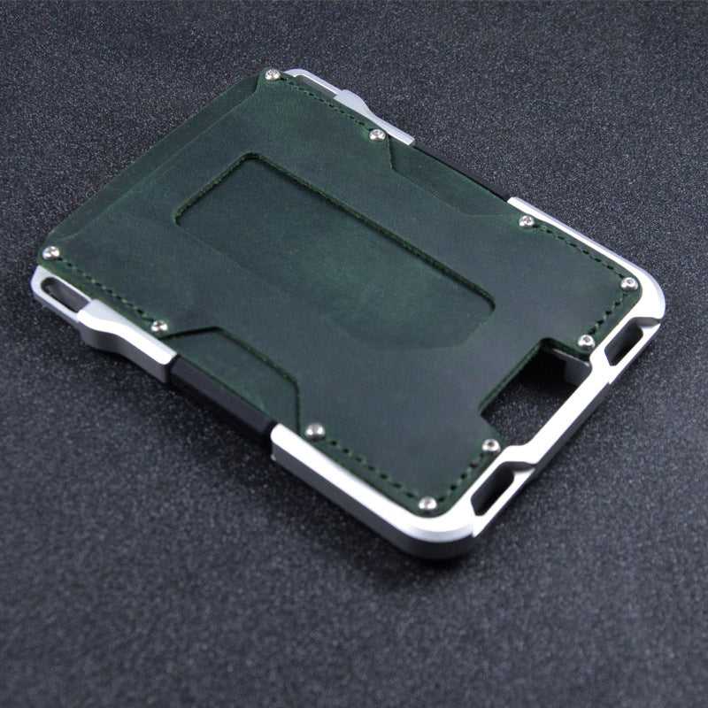 Men's Fashion Elegant Leather Bank Metal Card Holder