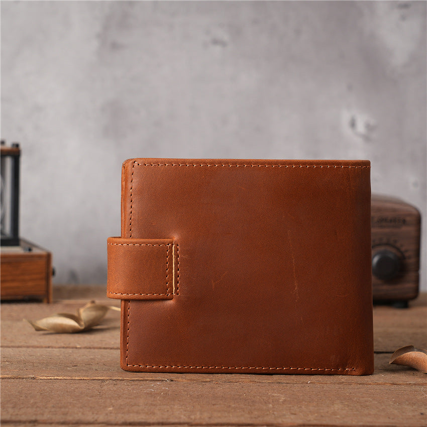 Men's Leather For Man Short First Layer Cowhide Multiple Slots Men's Wallets