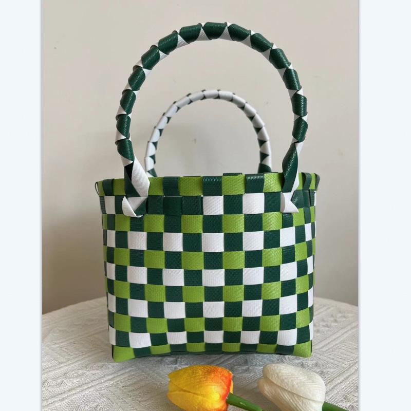 Basket Niche Color Plaid Hand Gift Small Square Bags