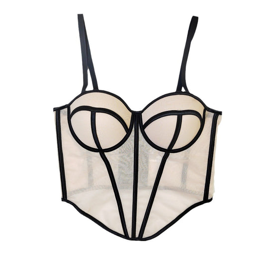 Women's Tube Backless Design Lines Contrast Color Tops