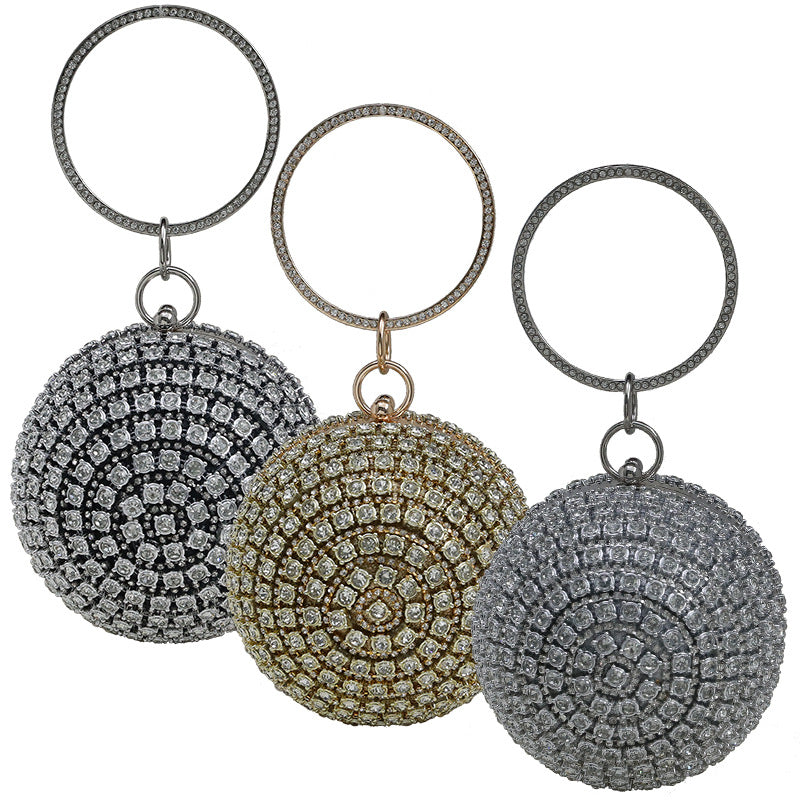 Women's Diamond Round Dinner Banquet Clutch Dress Evening Bags