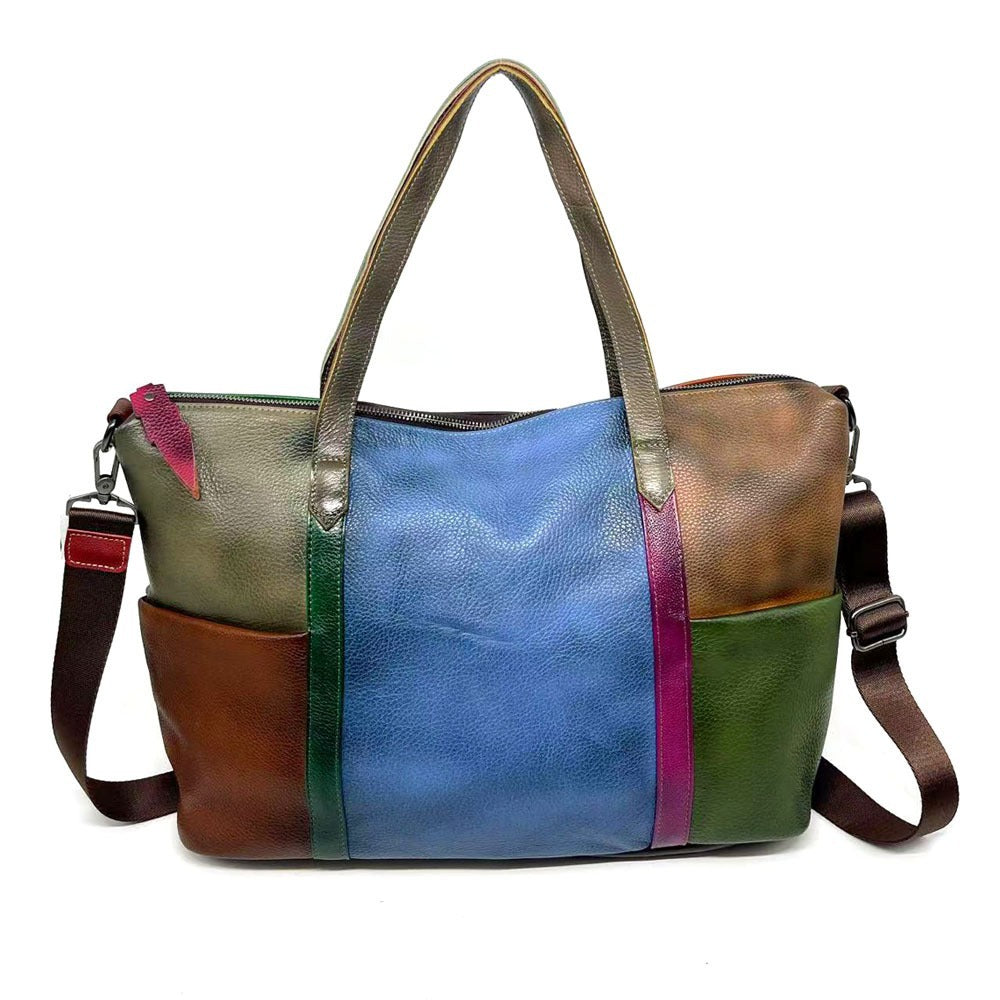 Women's Rub Colored Cowhide Large Capacity Leather Women's Messenger Bag