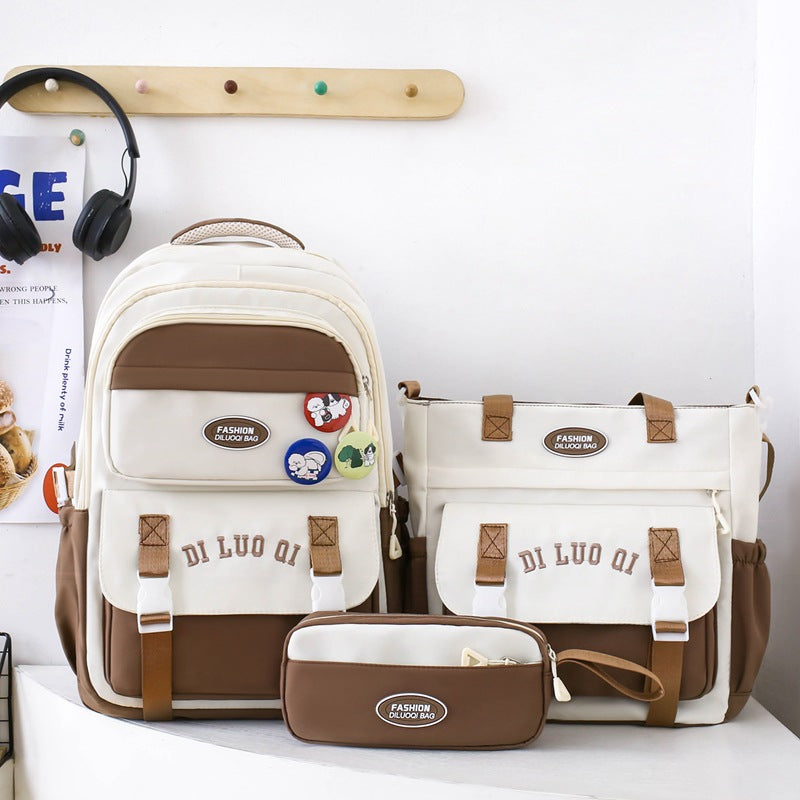 Three-piece Female Junior High Simple Primary Elementary School Students' Schoolbags