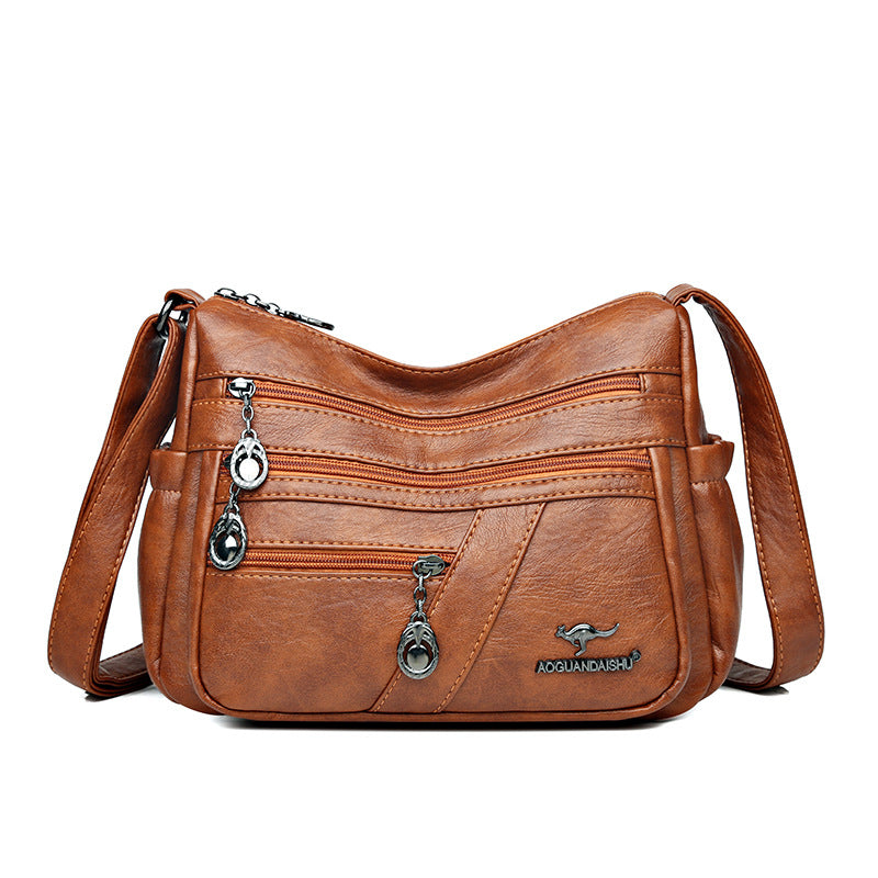 Women's For Mom Soft Leather Textured Simple Women's Messenger Bag