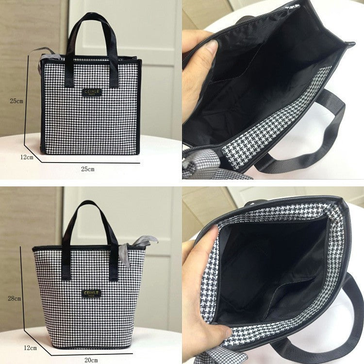 Women's Style Fashion Plaid Portable Large Capacity Toiletry Mummy Cosmetic Bags