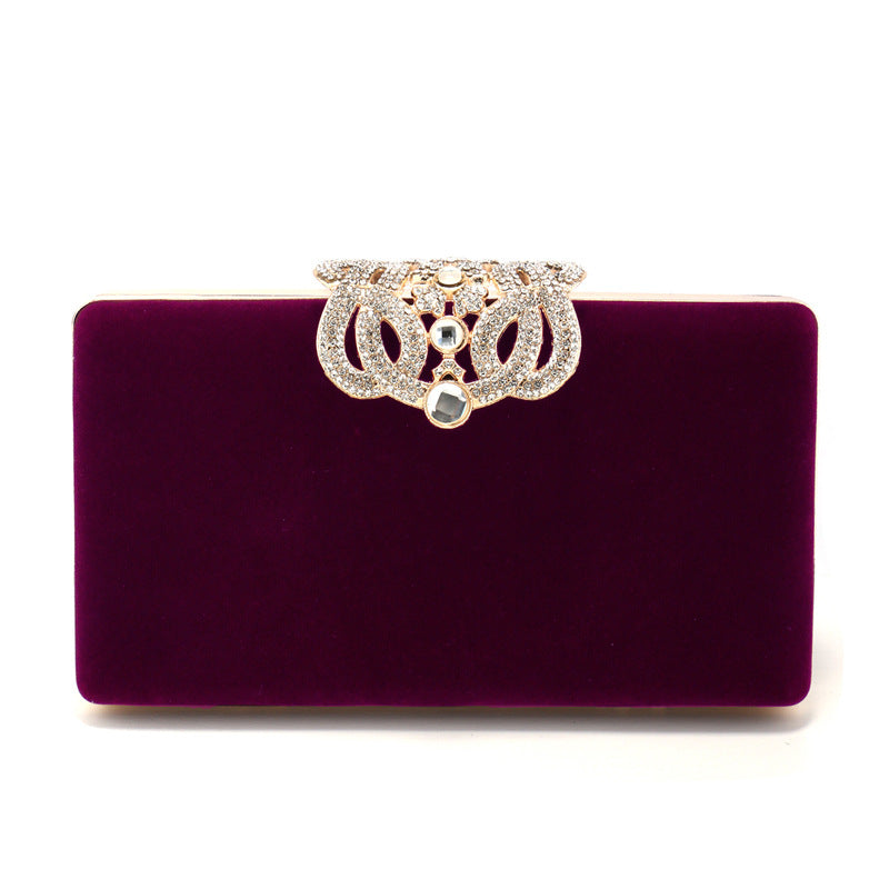 Women's Diamond Inlaid Crown Dinner Banquet Clutch Evening Bags