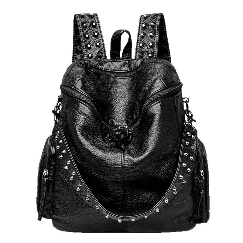 Fashion Studded Washed Leather Large Capacity Backpacks