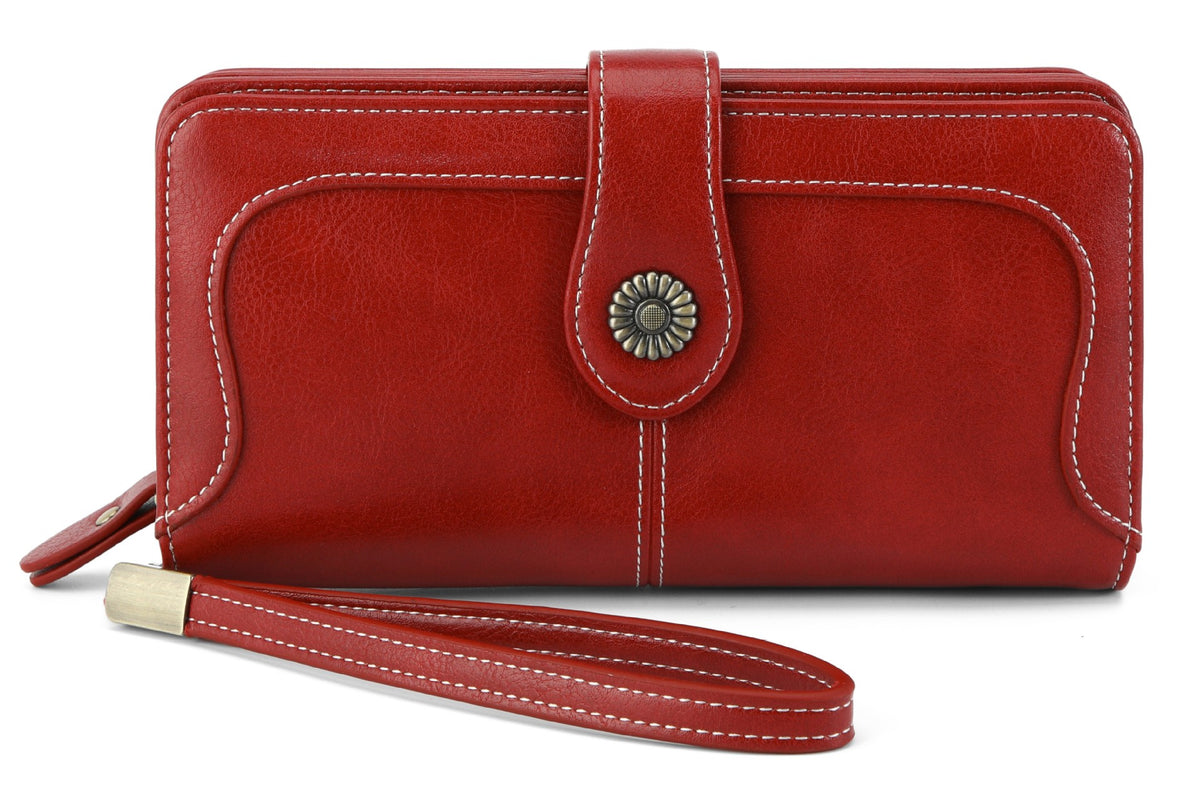 Female Retro Oil Wax Skin Multiple Ladies Wallet