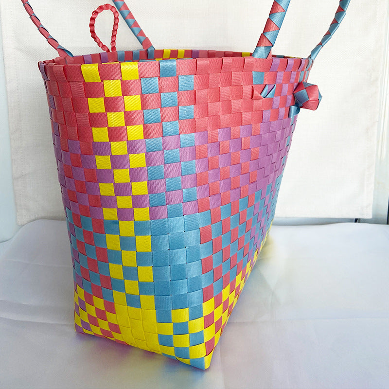 Summer Versatile Large Capacity Handmade Plastic Woven Women's Handbag