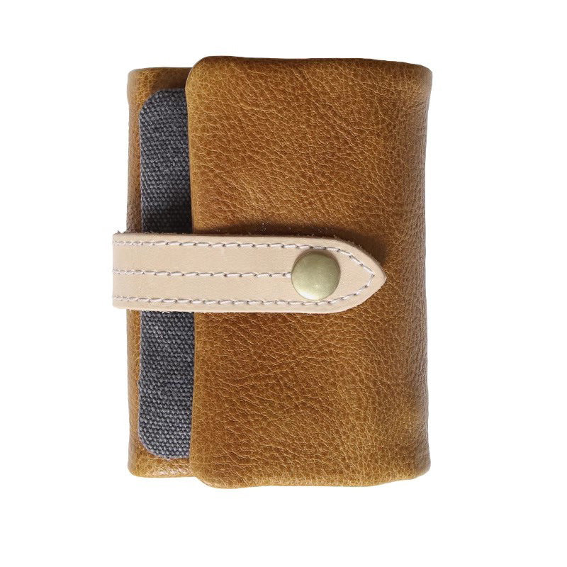 Men's Handmade Short Genuine Leather Trifold First Men's Wallet