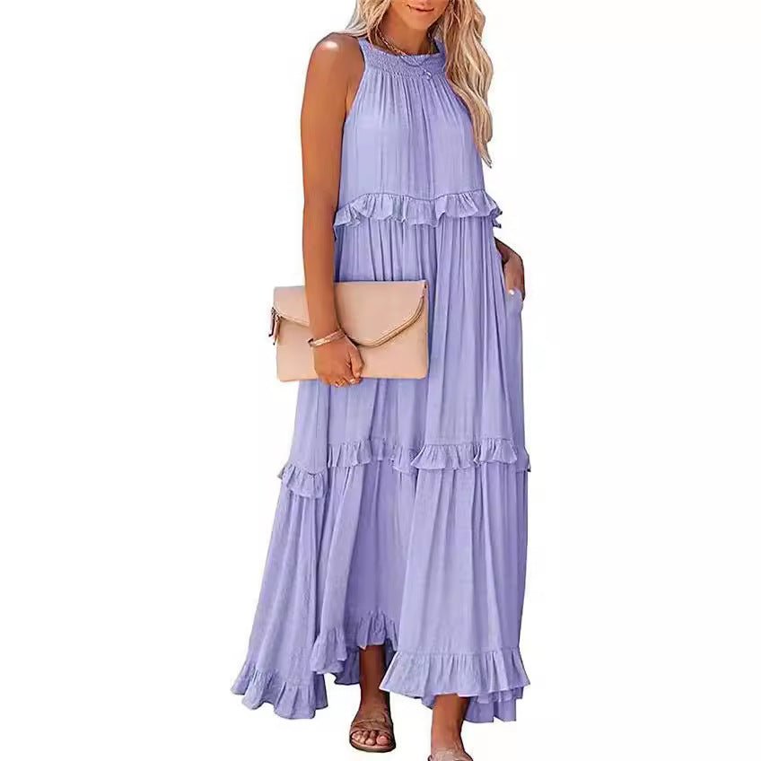 Women's Vacation Style Ruffled Long Dress Wide Dresses