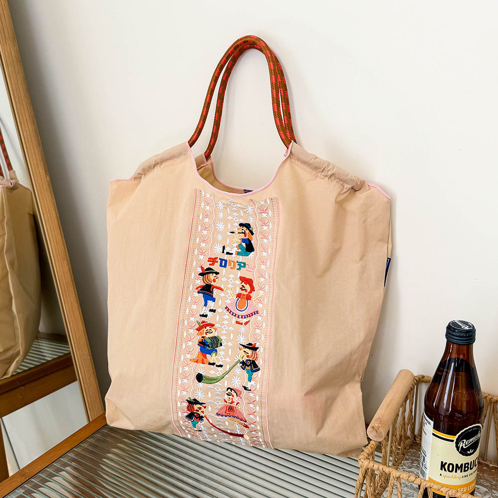 Environmental Protection Waterproof Nylon Embroidery Fashion Large Bags